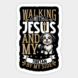 Jesus and dog - Tibetan Terrier Sticker